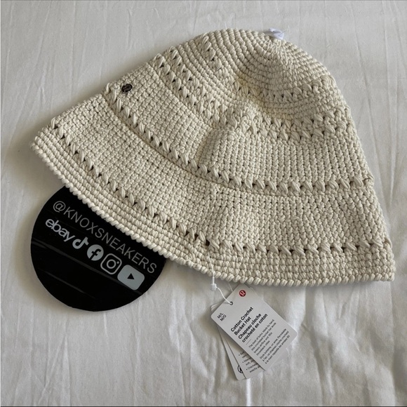 Lululemon Cotton Crochet Bucket Hat LTIV Light Ivory Size M/L - Picture 1 of 4